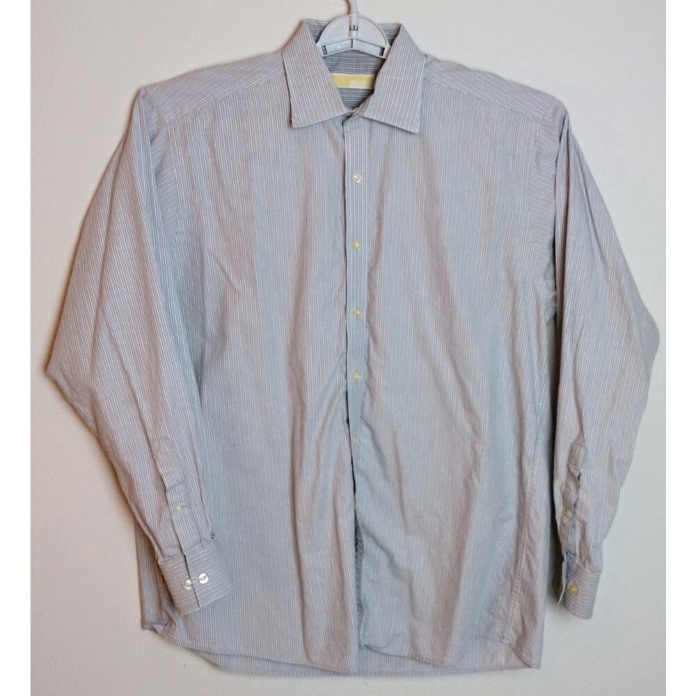 Michael Kors Long Sleeve Button Down Shirt. Men's 16 1/2 34/35. GrayWhite Stripe